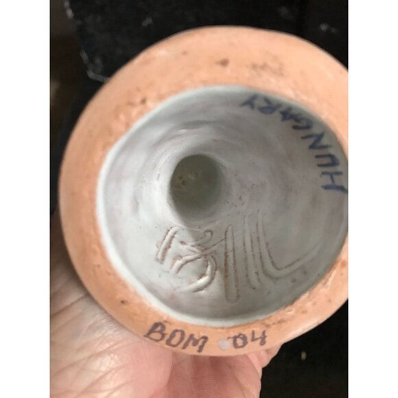 Vtg Hungarian Candle Holder Folkloric Ceramic Hand Painted Angel Miniature Taper - Picture 9 of 10